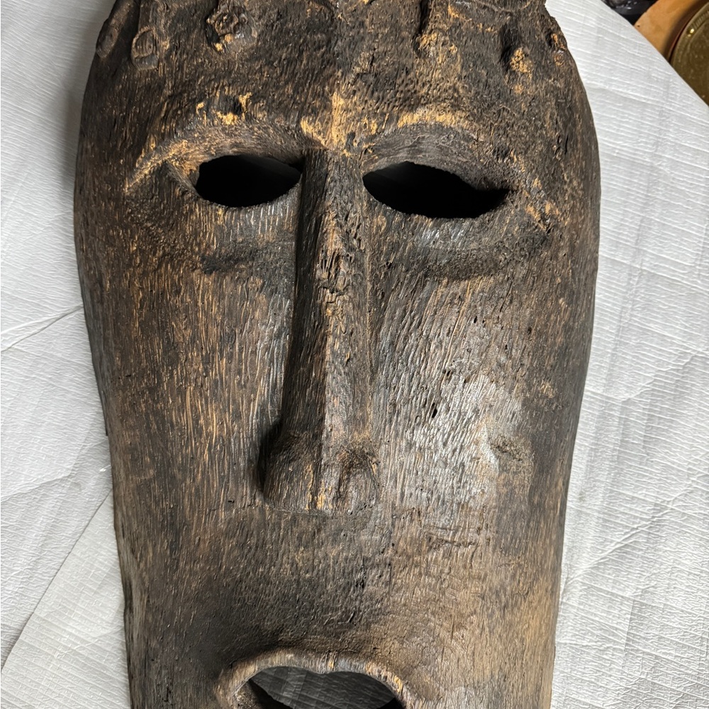 Rustic Brown Wooden Mask